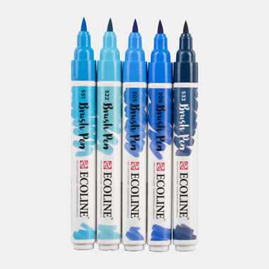 Rotuladores Ecoline Brush Pen Set 5 Colores Blue