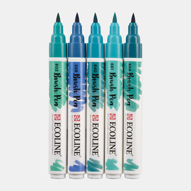 Rotuladores Ecoline Brush Pen Set 5 Colores Green Blue