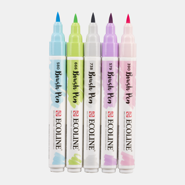 Rotuladores Ecoline Brush Pen Set 5 Colores Pastel