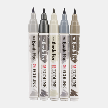 Rotuladores Ecoline Brush Pen Set 5 Colores Grey