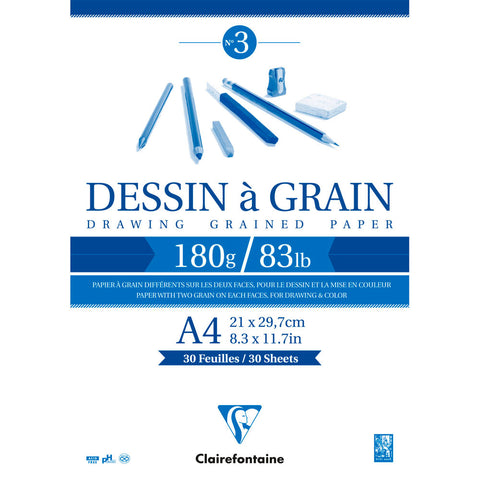 Bloc de Déssin Encollé à grain A4 30pg - 180 gr