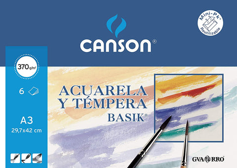 Minipack Papel Acuarela y Témpera A3 Guarro Basik 370 g 6 Hojas