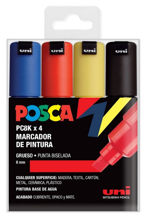 Estuche Uni Posca PC-8K Colores Básicos 4uds