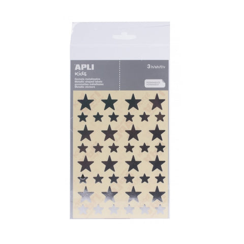 Bolsa gomets estrellas 12,5 y 19,5 mm metalizados plata 3 hojas