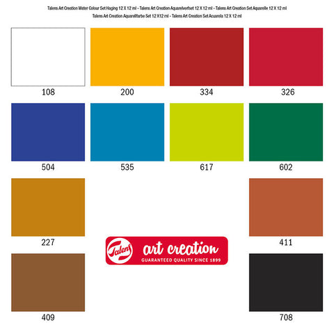 Set 12 tubos 12 ml de acuarela ArtCreation
