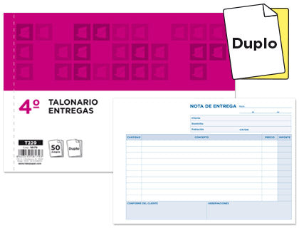 TALONARIO ENTREGAS 4º DUPLO 50 HOJAS LIDERPAPEL